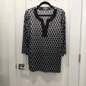 JM Collection Flowy Black and White Blouse